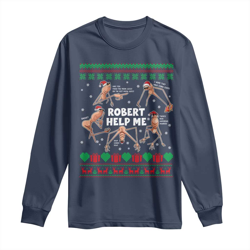 Marcus The Worm Christmas Meme Long Sleeve Shirt TS14 Navy Print Your Wear