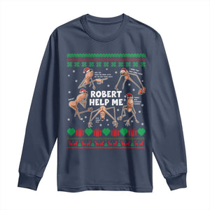 Marcus The Worm Christmas Meme Long Sleeve Shirt TS14 Navy Print Your Wear