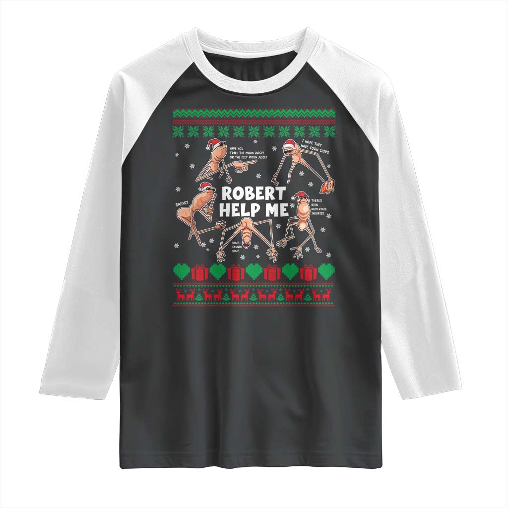 Marcus The Worm Christmas Meme Raglan Shirt TS14 Black White Print Your Wear