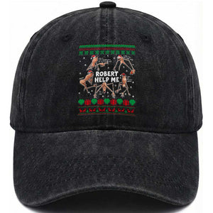 Marcus The Worm Robert Meme Christmas Washed Cotton Baseball Cap TS14 Washed Cap Universal Fit Black Print Your Wear