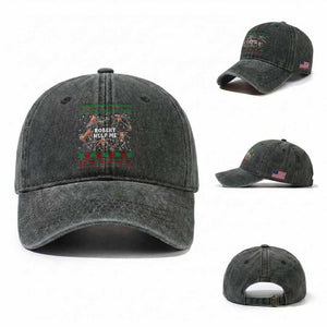 Marcus The Worm Robert Meme Christmas Washed Cotton Baseball Cap TS14 Washed Cap Universal Fit Dark Green Print Your Wear