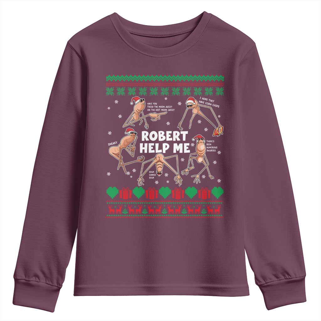 Marcus The Worm Christmas Meme Youth Sweatshirt TS14 Maroon Print Your Wear