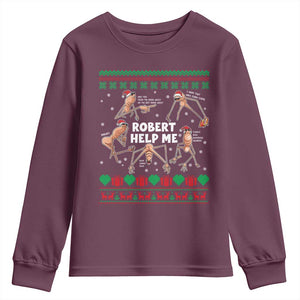 Marcus The Worm Christmas Meme Youth Sweatshirt TS14 Maroon Print Your Wear
