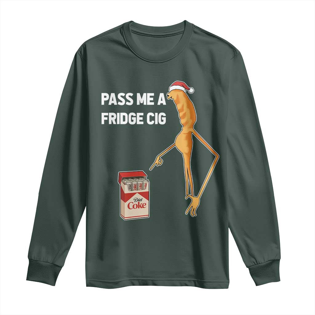 Marcus The Worm Christmas Meme Long Sleeve Shirt Pass Me A Fridge Cig TS14 Dark Forest Green Print Your Wear