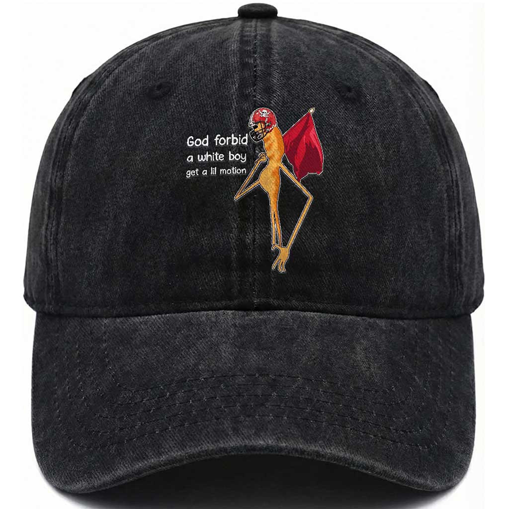 God Forbid A White Boy Get A Lil Motion Washed Cotton Baseball Cap Marcus The Worm Robert Meme Cosplay TS14 Washed Cap Universal Fit Black Print Your Wear