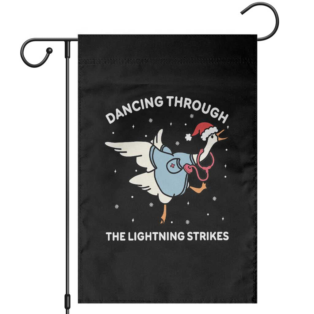 Christmas Goose Nurse Garden Flag Dancing Through The Lightning Strikes TS14 Black Print Your Wear