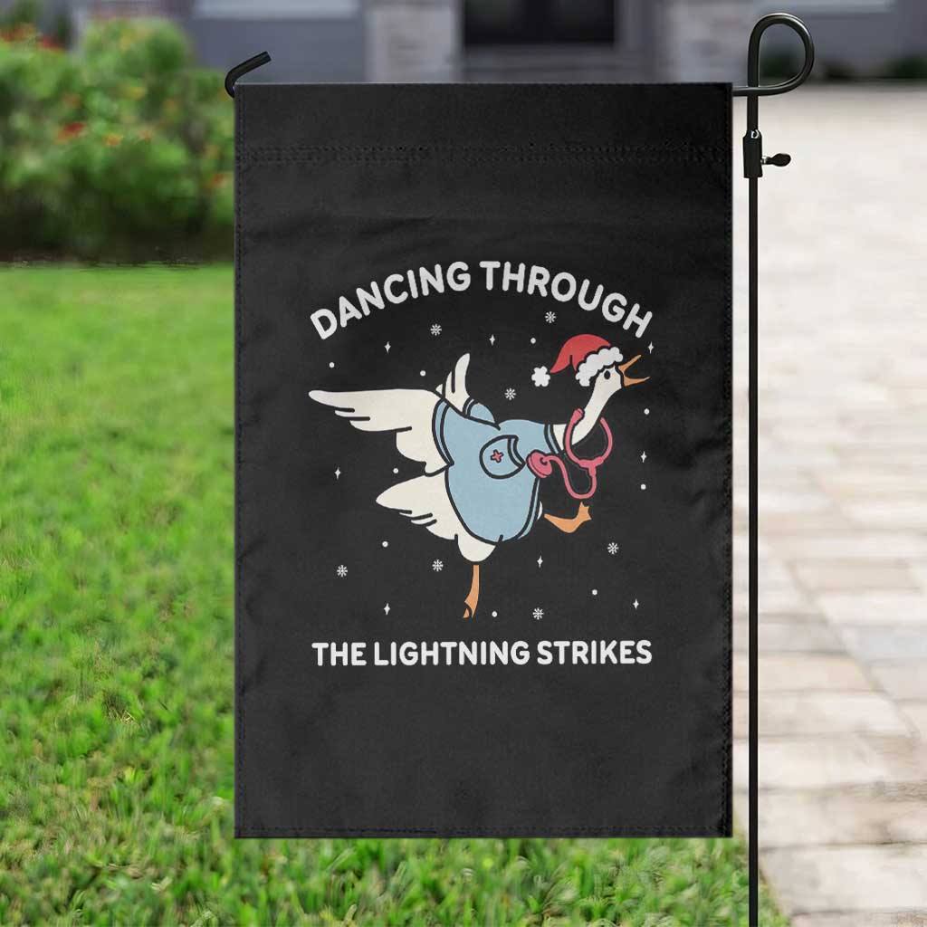 Christmas Goose Nurse Garden Flag Dancing Through The Lightning Strikes TS14 Print Your Wear
