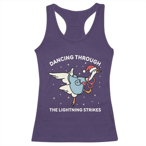 Christmas Goose Nurse Racerback Tank Top Dancing Through The Lightning Strikes TS14 Purple Print Your Wear