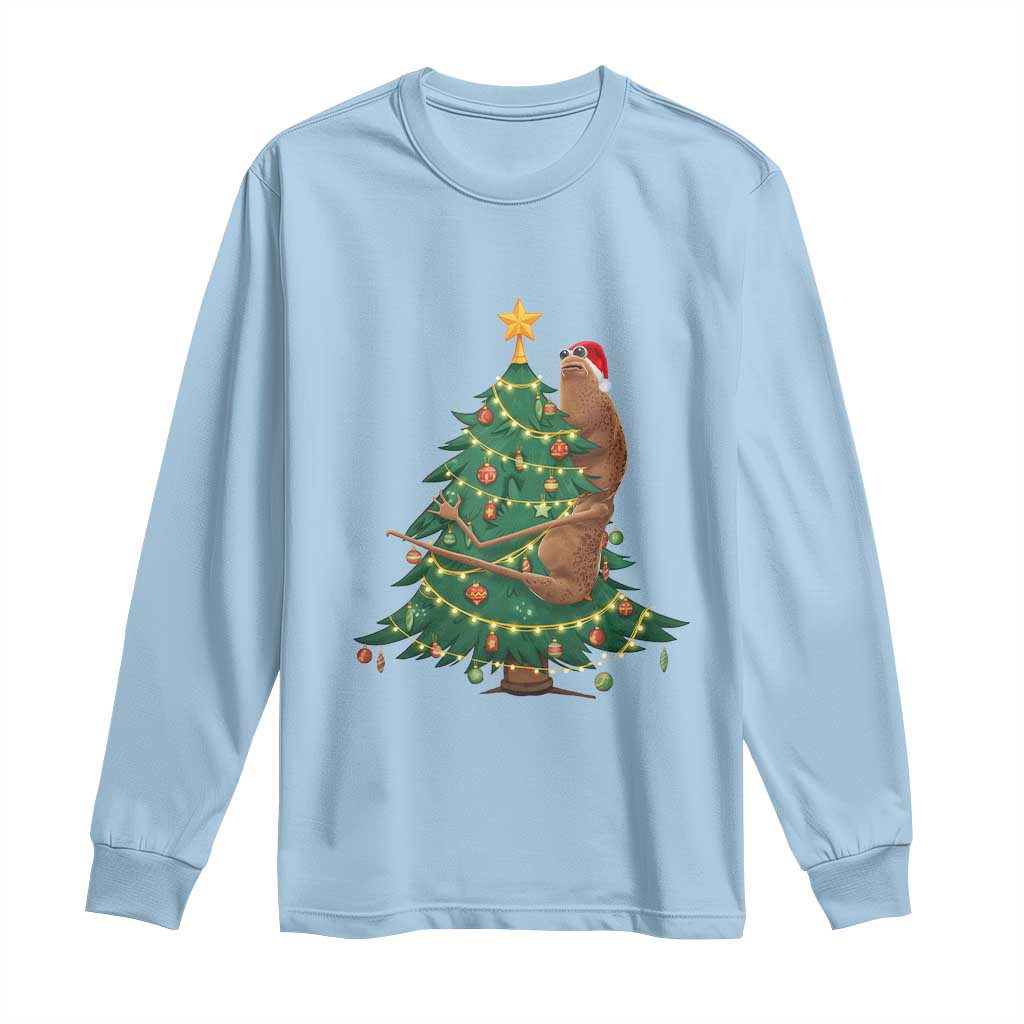 Marcus The Worm Meme Funny Christmas Long Sleeve Shirt TS14 Light Blue Print Your Wear
