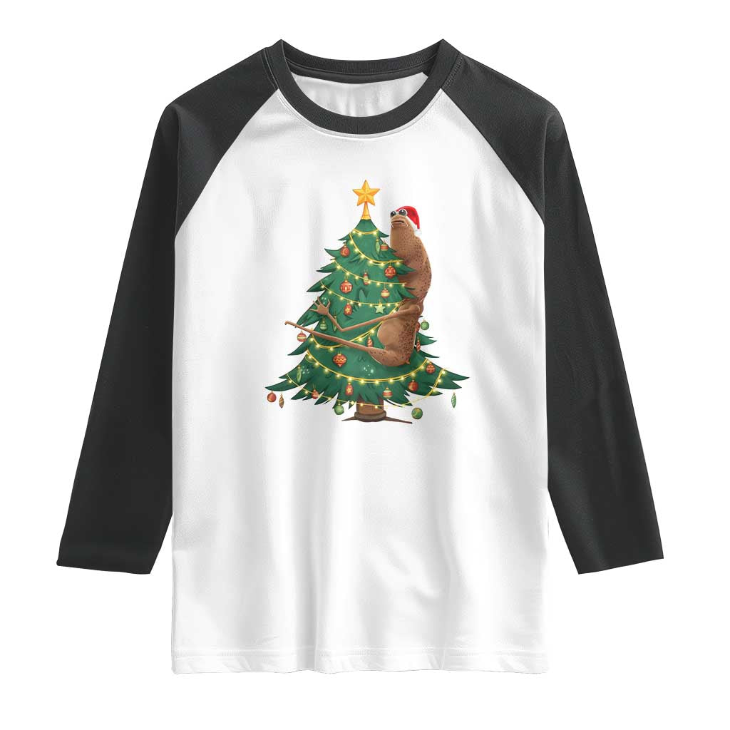 Marcus The Worm Meme Funny Christmas Raglan Shirt TS14 White Black Print Your Wear