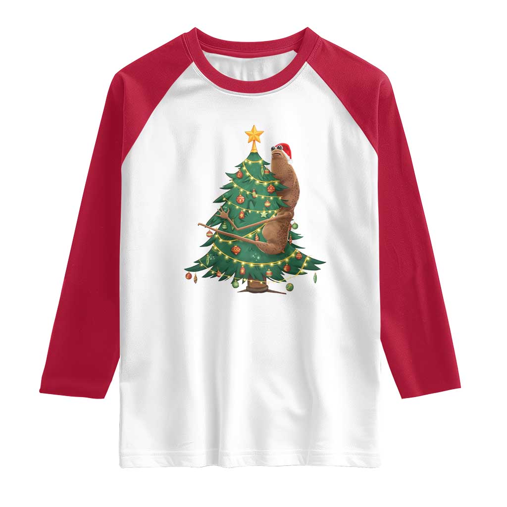 Marcus The Worm Meme Funny Christmas Raglan Shirt TS14 White Red Print Your Wear
