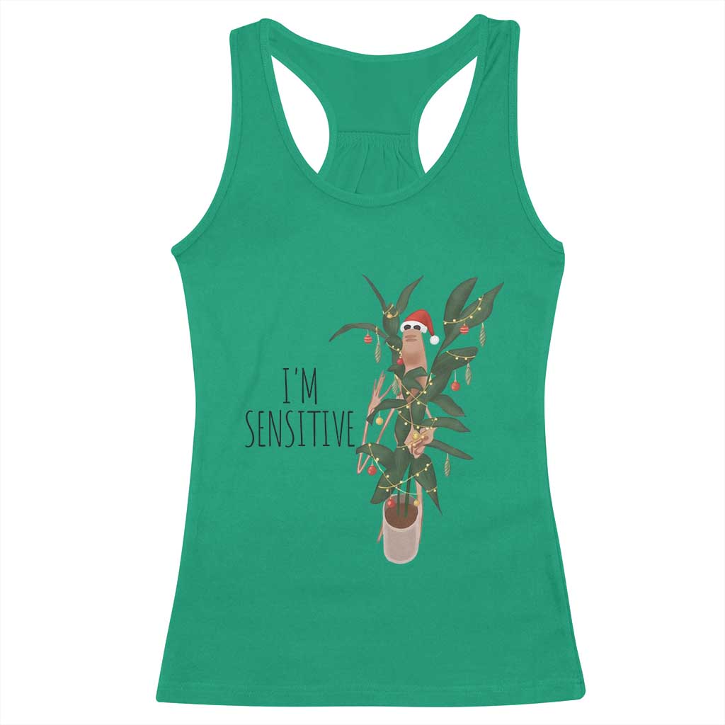 Marcus The Worm Christmas Meme Racerback Tank Top I Am Sensitive TS14 Irish Green Print Your Wear