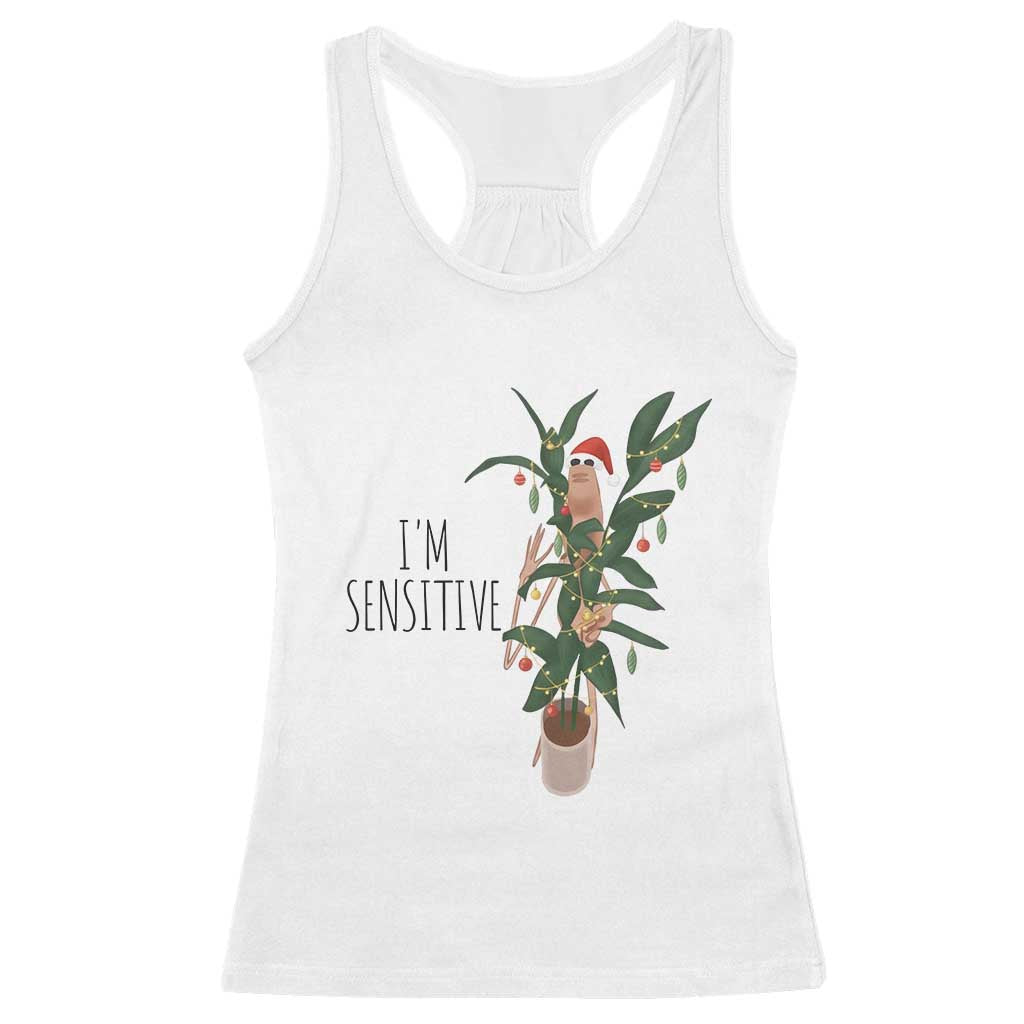 Marcus The Worm Christmas Meme Racerback Tank Top I Am Sensitive TS14 White Print Your Wear