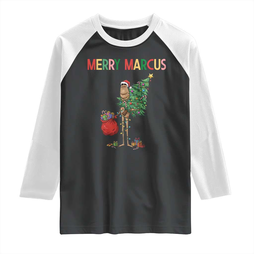 Marcus The Worm Christmas Meme Raglan Shirt TS14 Black White Print Your Wear