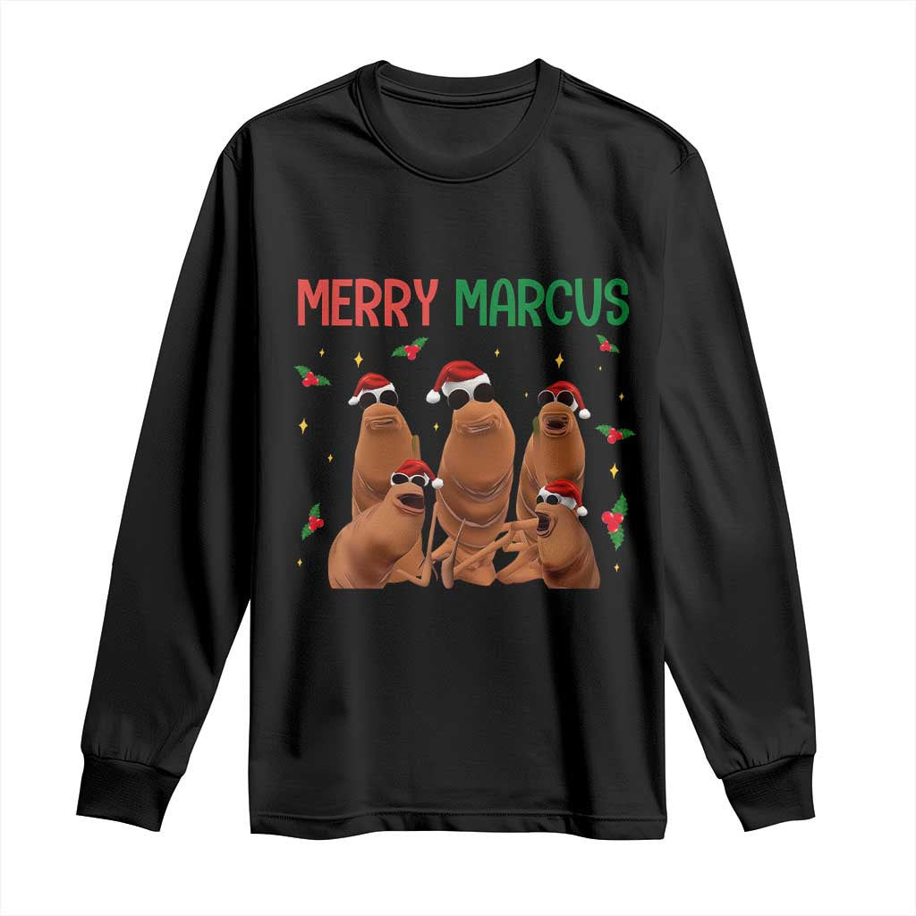 Marcus The Worm Christmas Meme Long Sleeve Shirt Funny Brain Rot Gen Z Xmas TS14 Black Print Your Wear
