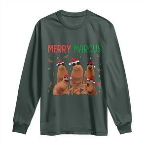Marcus The Worm Christmas Meme Long Sleeve Shirt Funny Brain Rot Gen Z Xmas TS14 Dark Forest Green Print Your Wear