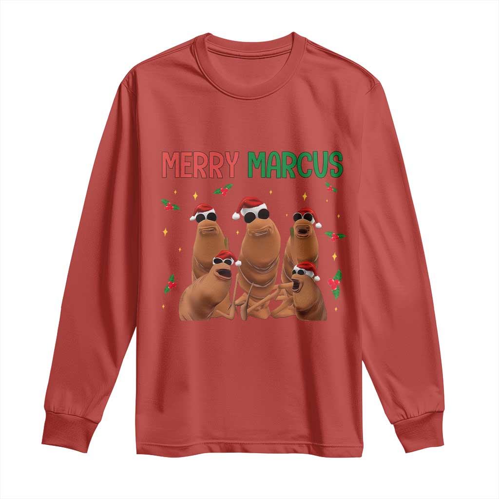 Marcus The Worm Christmas Meme Long Sleeve Shirt Funny Brain Rot Gen Z Xmas TS14 Red Print Your Wear