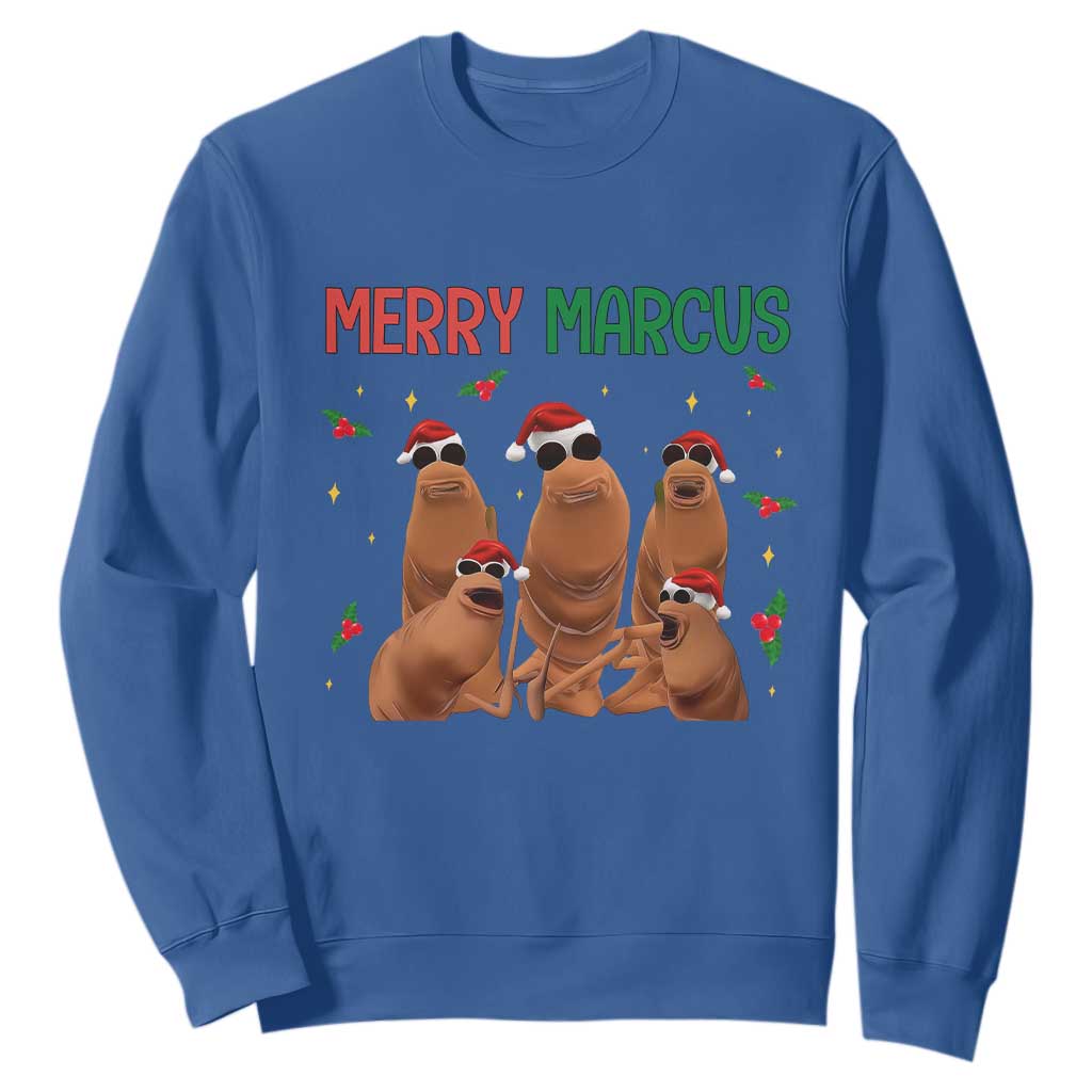 Marcus The Worm Christmas Meme Sweatshirt Funny Brain Rot Gen Z Xmas TS14 Royal Blue Print Your Wear