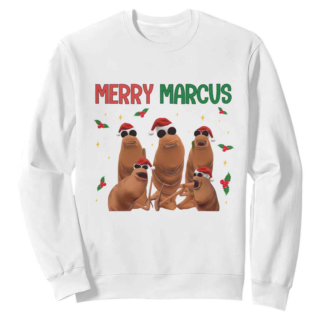 Marcus The Worm Christmas Meme Sweatshirt Funny Brain Rot Gen Z Xmas TS14 White Print Your Wear