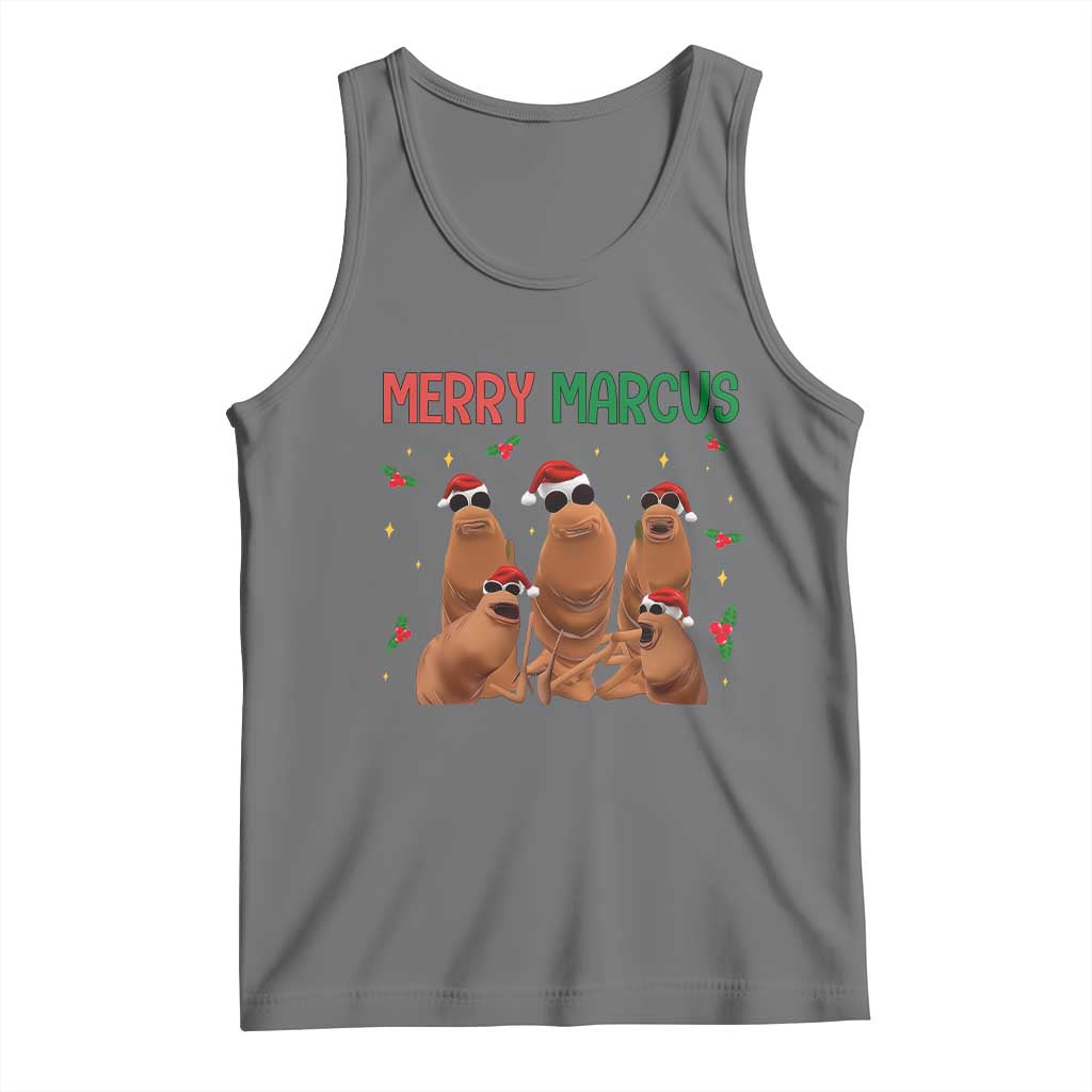 Marcus The Worm Christmas Meme Tank Top Funny Brain Rot Gen Z Xmas TS14 Black Heather Print Your Wear