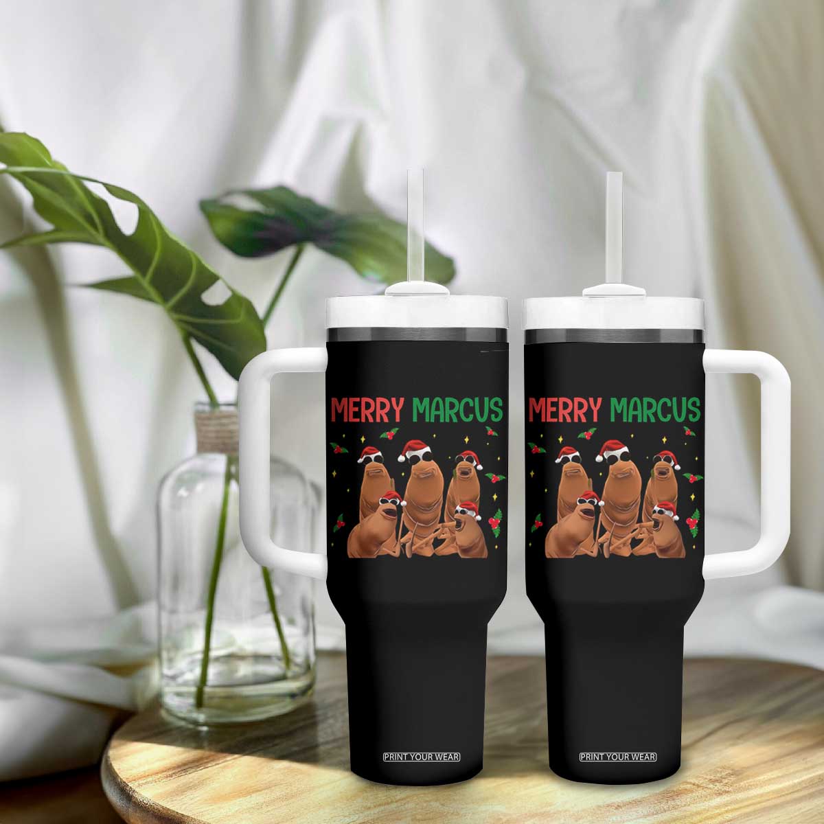 Marcus The Worm Christmas Meme Tumbler With Handle Funny Brain Rot Gen Z Xmas TS14 Print Your Wear