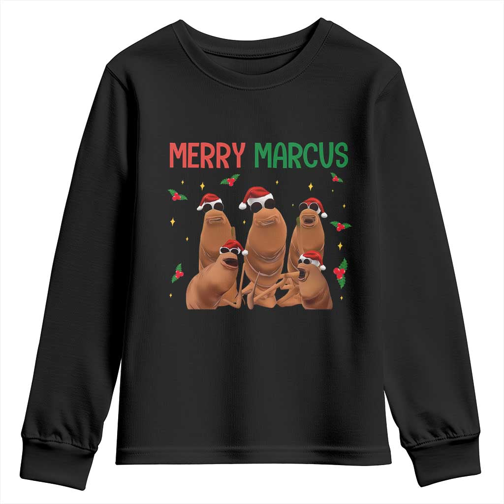 Marcus The Worm Christmas Meme Youth Sweatshirt Funny Brain Rot Gen Z Xmas TS14 Black Print Your Wear