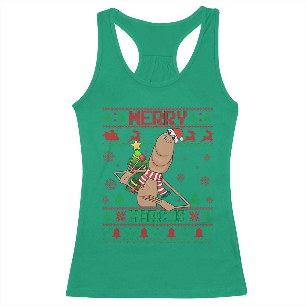 Marcus The Worm Christmas Meme Racerback Tank Top Funny Brain Rot Xmas TS14 Irish Green Print Your Wear