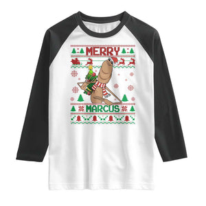 Marcus The Worm Christmas Meme Raglan Shirt Funny Brain Rot Xmas TS14 White Black Print Your Wear