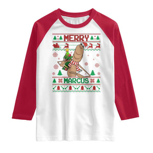 Marcus The Worm Christmas Meme Raglan Shirt Funny Brain Rot Xmas TS14 White Red Print Your Wear