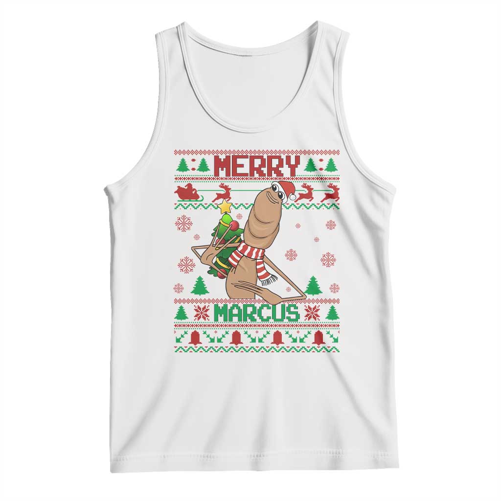 Marcus The Worm Christmas Meme Tank Top Funny Brain Rot Xmas TS14 White Print Your Wear
