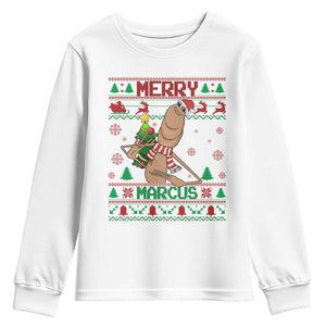 Marcus The Worm Christmas Meme Youth Sweatshirt Funny Brain Rot Xmas TS14 White Print Your Wear