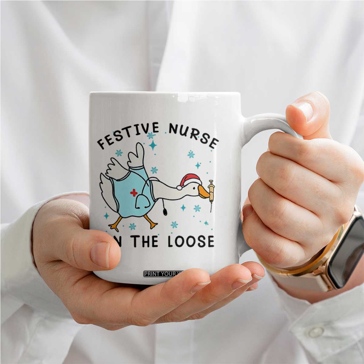 Funny Goose Nurse Christmas Coffee Mug Festive Nurses On The Loose TS14 Print Your Wear
