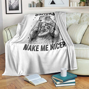 Funny Groundhog Eating Pizza Throw Blanket Snacks Make Me Nicer TS14 Print Your Wear
