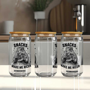 Funny Groundhog Eating Pizza Glass Can Snacks Make Me Nicer TS14 Print Your Wear
