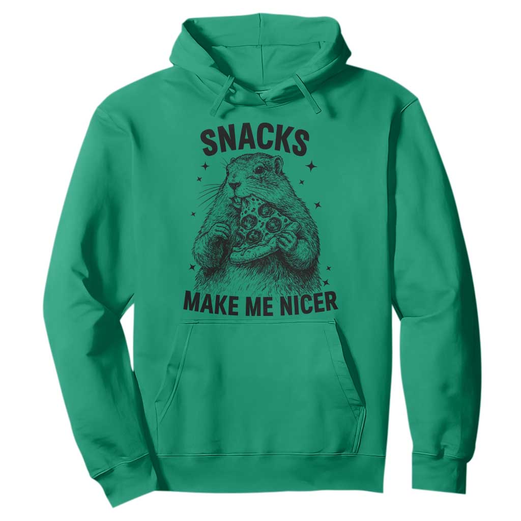 Funny Groundhog Eating Pizza Hoodie Snacks Make Me Nicer TS14 Irish Green Print Your Wear