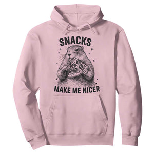Funny Groundhog Eating Pizza Hoodie Snacks Make Me Nicer TS14 Light Pink Print Your Wear