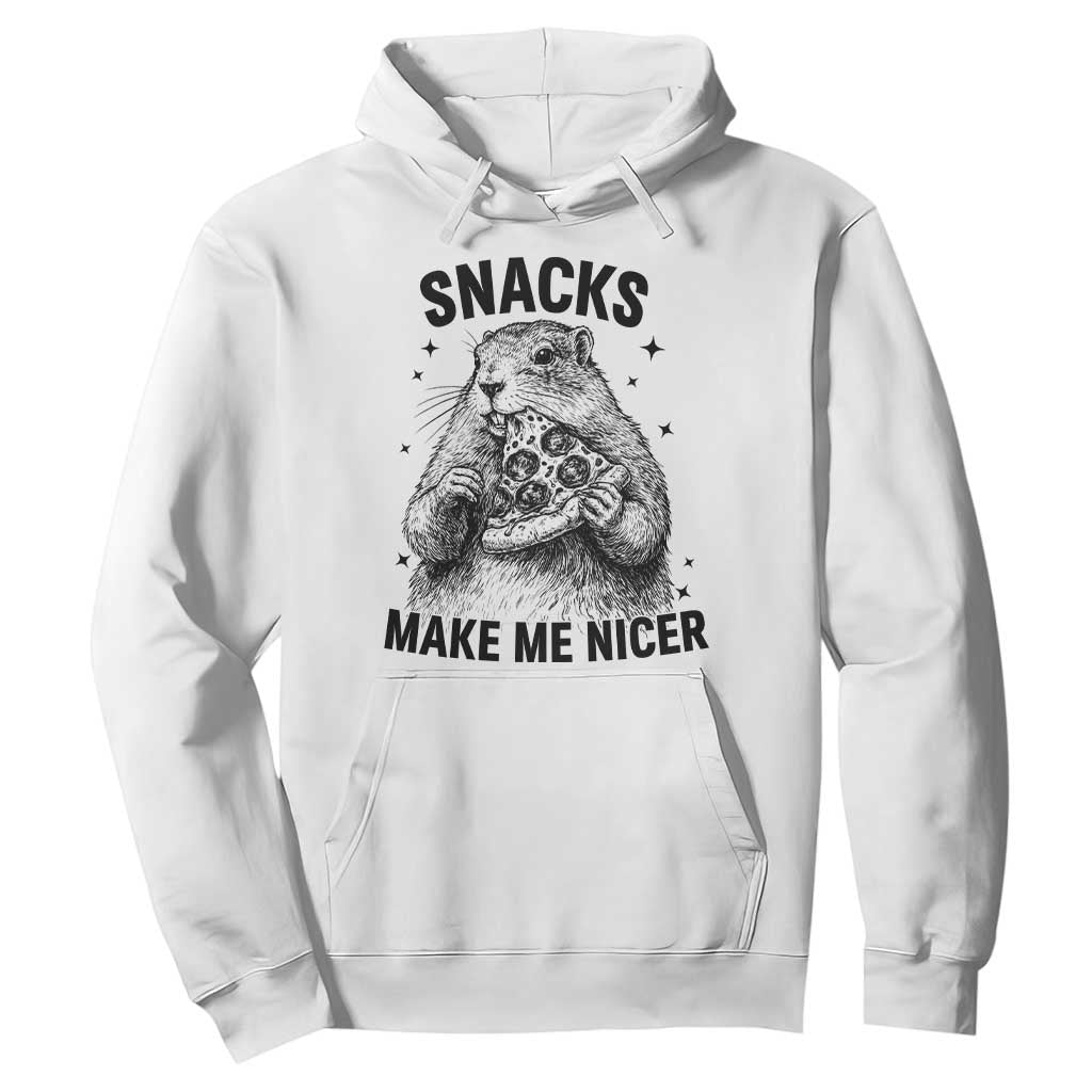 Funny Groundhog Eating Pizza Hoodie Snacks Make Me Nicer TS14 White Print Your Wear