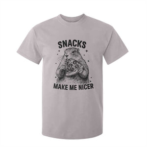 Funny Groundhog Eating Pizza T Shirt For Kid Snacks Make Me Nicer TS14 Ice Gray Print Your Wear
