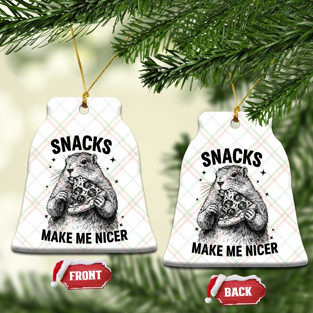 Funny Groundhog Eating Pizza Ceramic Ornament Snacks Make Me Nicer TS14 Print Your Wear