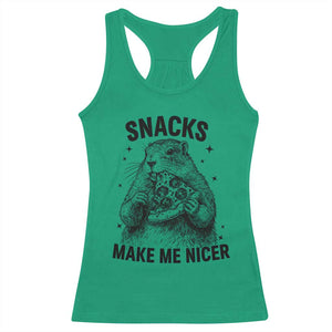 Funny Groundhog Eating Pizza Racerback Tank Top Snacks Make Me Nicer TS14 Irish Green Print Your Wear