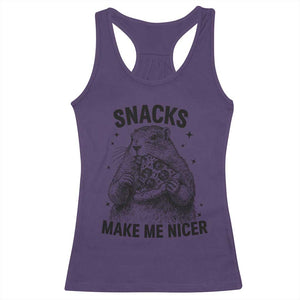 Funny Groundhog Eating Pizza Racerback Tank Top Snacks Make Me Nicer TS14 Purple Print Your Wear