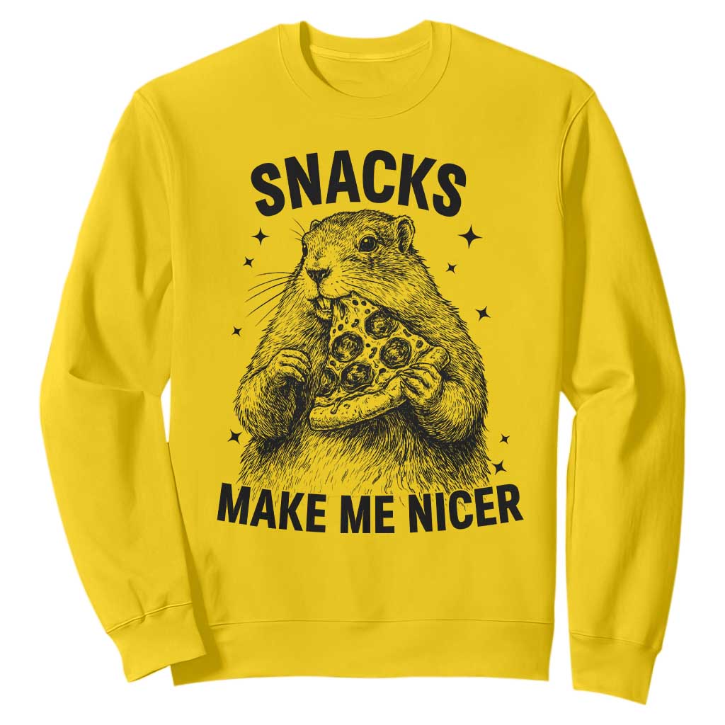 Funny Groundhog Eating Pizza Sweatshirt Snacks Make Me Nicer TS14 Daisy Print Your Wear