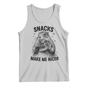 Funny Groundhog Eating Pizza Tank Top Snacks Make Me Nicer TS14 Ash Print Your Wear