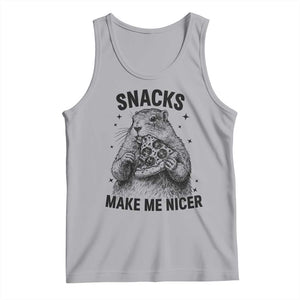 Funny Groundhog Eating Pizza Tank Top Snacks Make Me Nicer TS14 Athletic Heather Print Your Wear