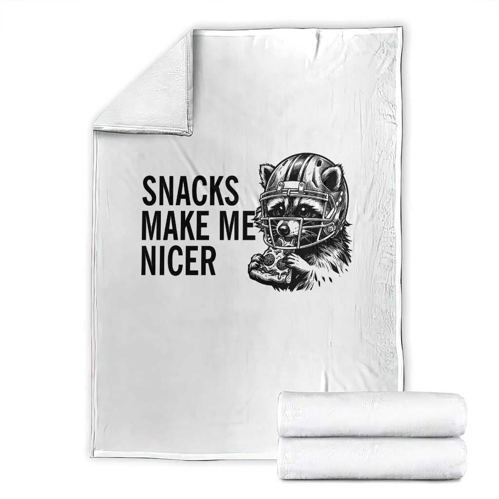 Funny Raccoon Eating Pizza Throw Blanket Snacks Make Me Nicer TS14 White Print Your Wear