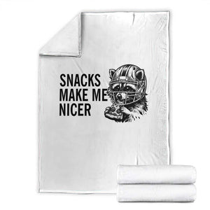 Funny Raccoon Eating Pizza Throw Blanket Snacks Make Me Nicer TS14 White Print Your Wear