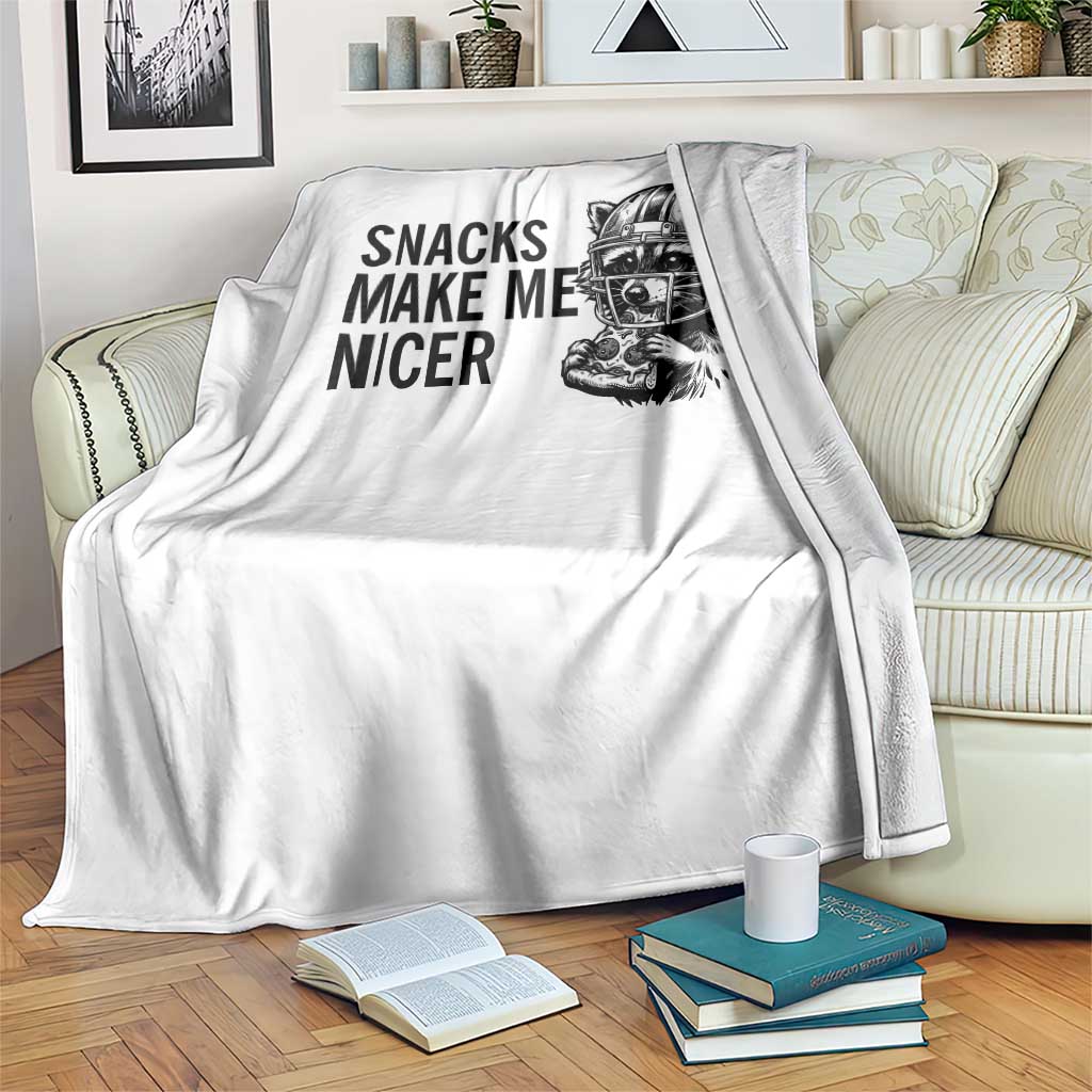Funny Raccoon Eating Pizza Throw Blanket Snacks Make Me Nicer TS14 Print Your Wear