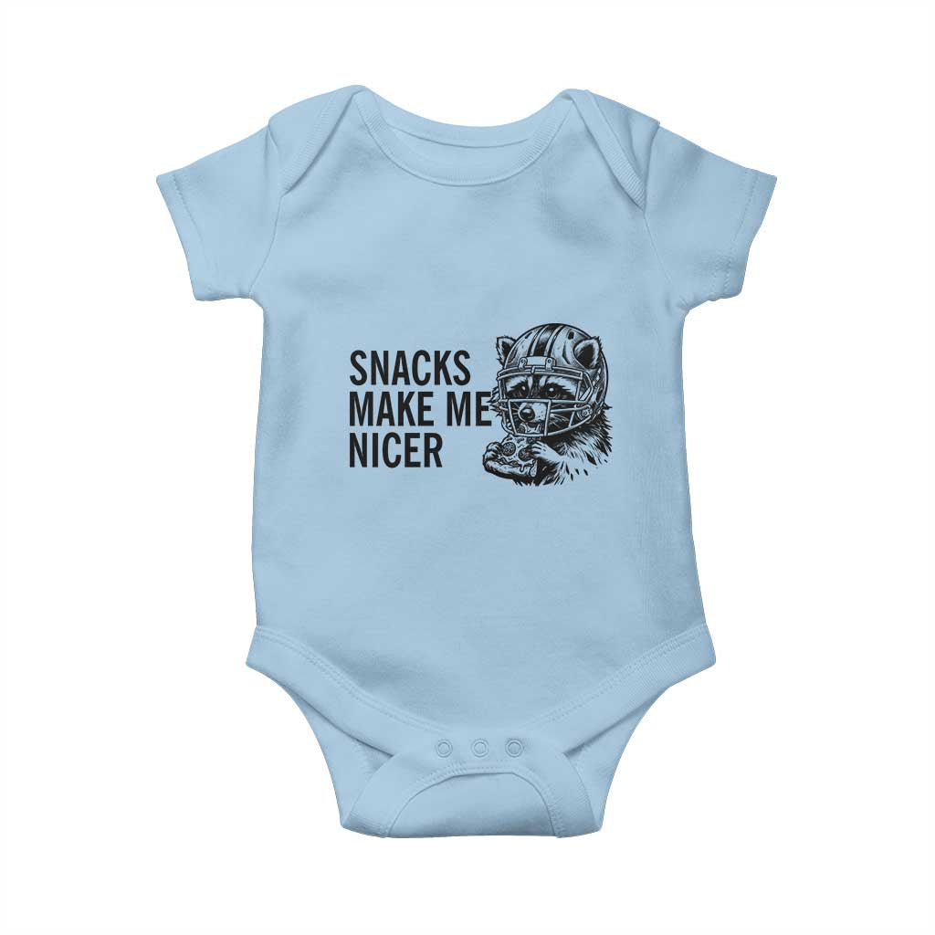Funny Raccoon Eating Pizza Baby Onesie Snacks Make Me Nicer TS14 Light Blue Print Your Wear