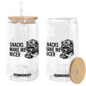 Funny Raccoon Eating Pizza Glass Can Snacks Make Me Nicer TS14 Print Your Wear
