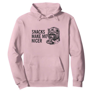Funny Raccoon Eating Pizza Hoodie Snacks Make Me Nicer TS14 Light Pink Print Your Wear